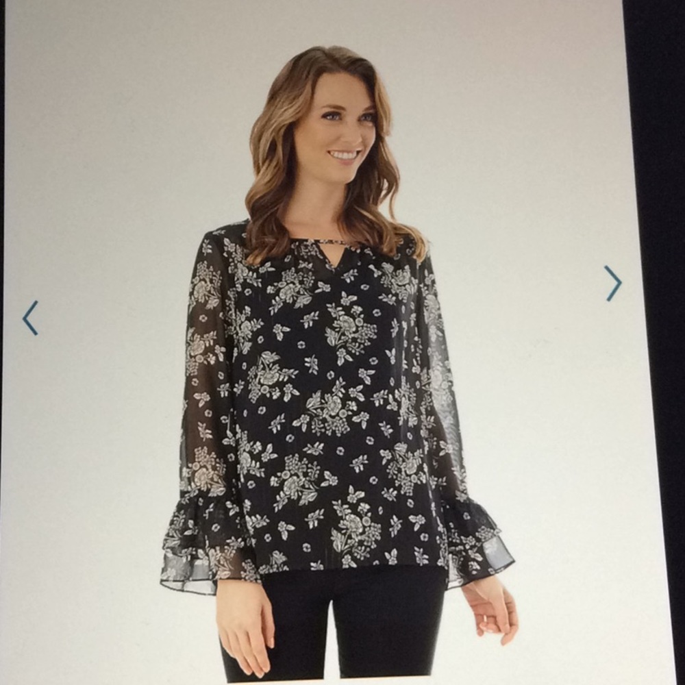 Apt 9 Floral Tiered Ruffle Sleeve Chiffon Top